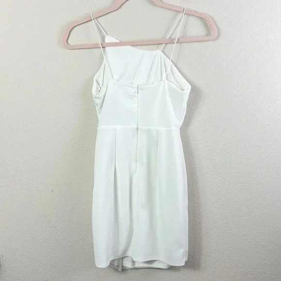 NWT Lulus Party for Two Ivory / White Asymmetrical Bodycon Mini Dress size XS - Picture 6 of 15